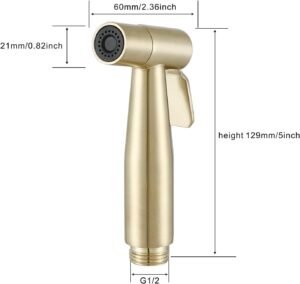 Wussh Shattaf Muslim Bidet Concealed Toilet Shower Kit with Hot and Cold Mix Brushed Gold Brass