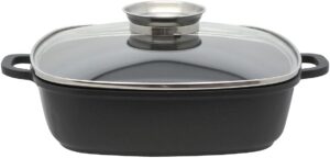 Elo 8668026 Mijoteuse carree avec couvercle en verre 28 cm, Faitout, Plat de service, Cocotte en fonte, Convient a tous types de feu