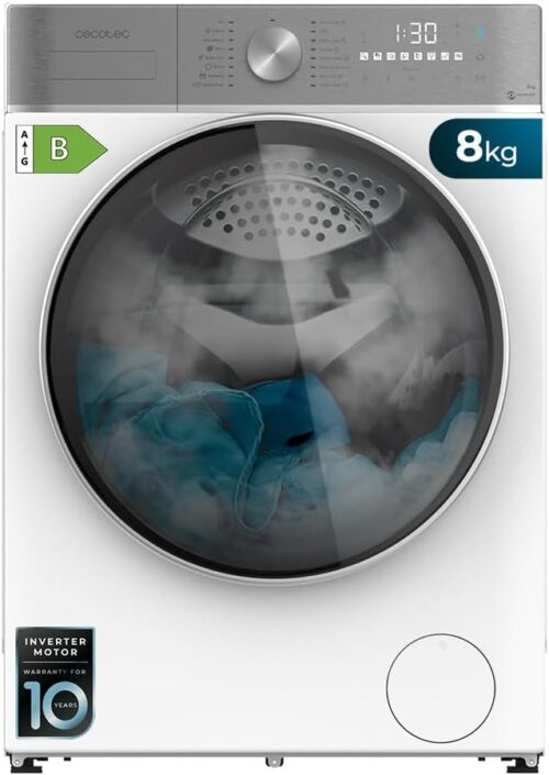 Cecotec Lave-linge Sechant 8-5 kg Chargement Frontal Bolero WashDry 8580 Inverter B. 1400 trmin, 16 Programmes, Moteur Inverter Pl