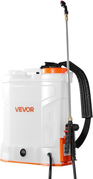 VEVOR Pulverisateur a Dos Electrique a Batterie 12 L, Reglable 0-6,2 Bar, avec 2 Lances, 5 Buses, Batterie 18 V 2 Ah, Pulverisateur