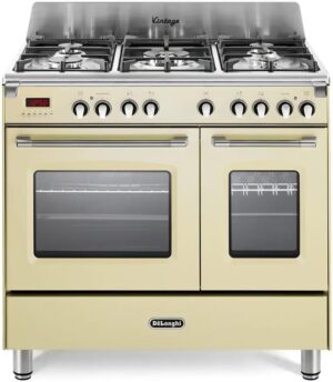 Cuisinière à gaz 5 brûleurs MEM 965T, four électrique crème