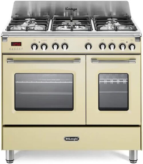 Cuisinière à gaz 5 brûleurs MEM 965T, four électrique crème