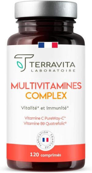MULTIVITAMINES et Mineraux 20 Nutriments Toutes les Vitamines Essentielles dont B9 B12 C D3 Mineraux dont Zinc Bisglycinate An