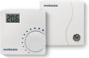 Matosio TH610 Wireless Thermostat with Receiver, Boiler Thermostat, Battery Operated Room Thermostat, Temperature Adjustment with Wh