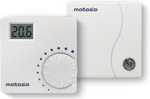 Matosio TH610 Wireless Thermostat with Receiver, Boiler Thermostat, Battery Operated Room Thermostat, Temperature Adjustment with Wh