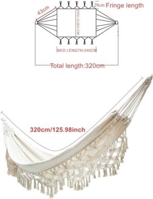 Hamac de Jardin Hamac d'exterieur Camping Lit hamac en Coton Hamacs a Franges en macrame Balcon boheme a Pompons Fait a la Main hama