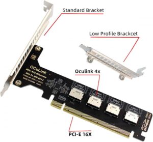 Adaptateur PCIe 4.0 x16 vers 4x Oculink SFF-8612 U.2 - CY