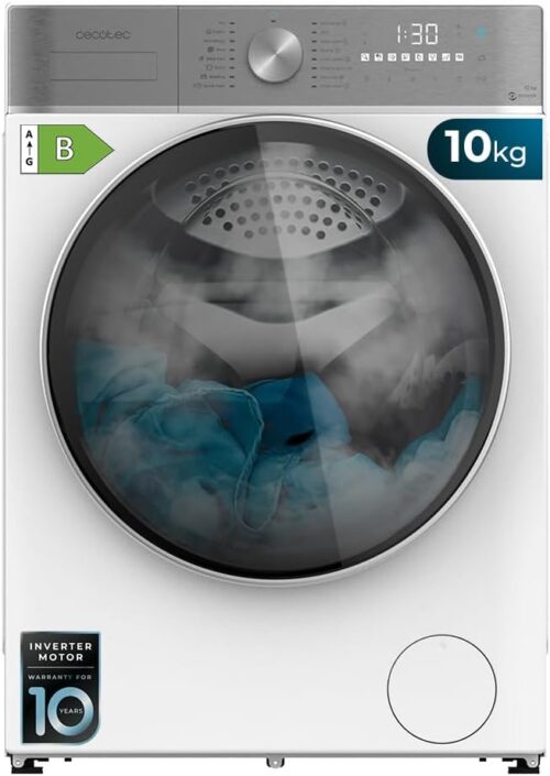 Cecotec Lave-linge Sechant 10-6 kg Chargement Frontal Bolero WashDry 10680 Inverter B. 1400 trmin, 16 Programmes, Moteur Inverter