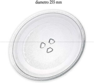 DL SERVICE Plateau Micro Onde Tournant pour Samsung, en Verre, compatible avec differents modeles, plateau tournant avec 3 attaches,
