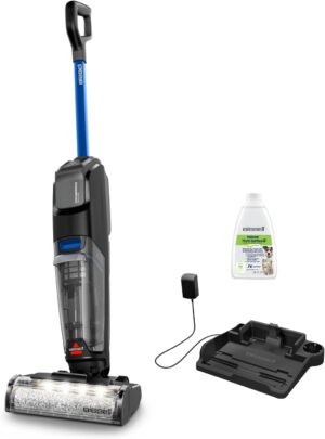 BISSELL CrossWave OmniFind, Aspirateur Balai Laveur Sans Fil, Aspire Lave en Meme Temps, LED FurFinder pour Detection Facile de Sa