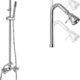Cinwiny Kit de douche d'exterieur a montage mural en chrome poli avec douchette a main double poignees croisees avec barre coulissan