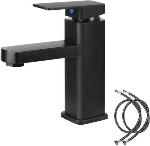 Mitigeur lavabo noir en alliage 2 tuyaux eau chaude/froide