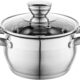 FLORINA Faitout Inox (1,3 l) I Diametre de 14 cm I Marmite Inox OLIVER I Casserole Acier Inoxydable avec Couvercle en Verre I Faitou