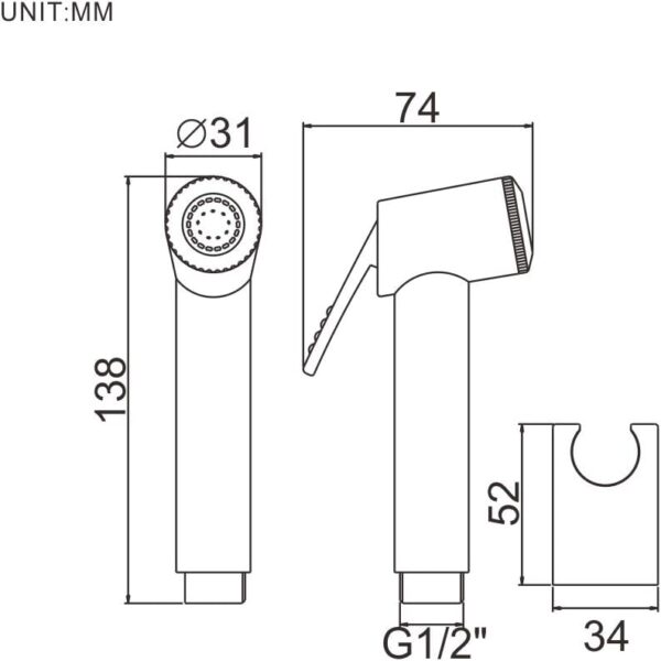 Ibergrif M20282 Toilet Shower Kit with Wall Mount and 1.2 m Hose, Silver Chrome Finish - Hygienic Shower for Toilet and Cleaning