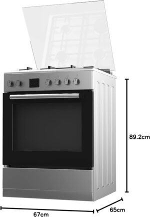 Cuisinière mixte Taurus inox 4 feux 60L gaz/élec minuteur