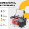 BougeRV CRPRO Glaciere a Compression, Frigo Voiture 20 litres(-22C10C), 1224V DC 110-240V AC Glaciere Voiture, Frigo Compression