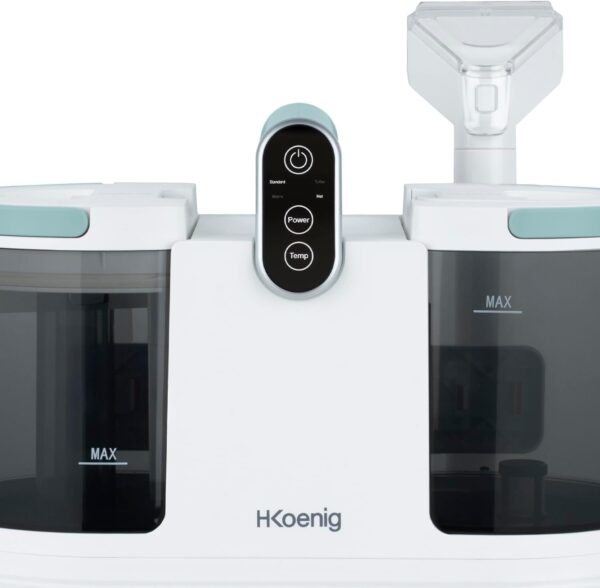 H.Koenig Nettoyeur Textile à Main Eau Chaude TWT88, Double Réservoir 1600mL et 950mL, Débit d'Eau 290mL/min, Température jusqu'à 60°