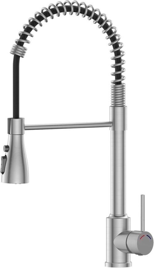 SRWEOHS PRO Robinet Cuisine Extensible, Mitigeur Cuisine Douchette avec Douchette,Bec pivotant a 360, 4 Modes de Pulverisation, Arc