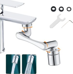 Ibergrif Embout Robinet Pivotant 1440 Mousseur Robinet 2 Jets avec Adaptateur 202224 mm pour Cuisine ou Salle de Bain, M91006
