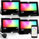 iLC RGB Projecteur LED exterieurs 30W, changement de couleur RGBW equivalent 300W, 16 million couleurs, Minuteur, Regroupement, 3000