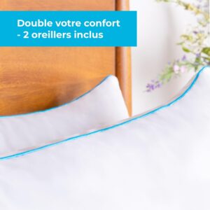 Linenspa 40 x 60 cm Oreiller en flocons de mousse a memoire de forme - paquet de 2, Blanc
