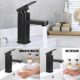 Mitigeur lavabo noir en alliage 2 tuyaux eau chaude/froide