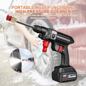 610FhK4kh9L._AC_SL1001_.jpg Nettoyeur Haute Pression sans Fil, Pistolet a Eau Portable avec 5m Tuyau, Nettoyeur Haute Pression sur Batterie, Pot en Mousse, Adap