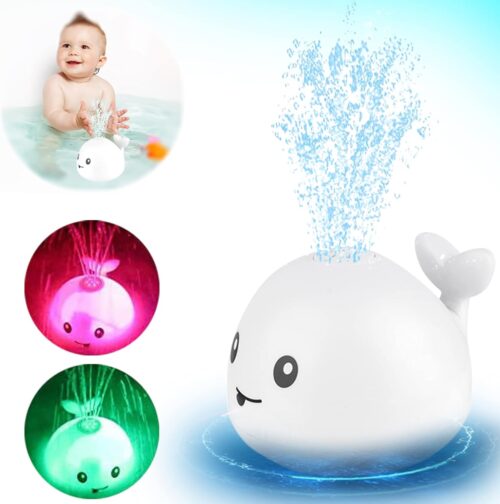VI AI Jouet de bain pour bebe, baleine a jet avec LED - pour enfants et tout-petits (blanc)