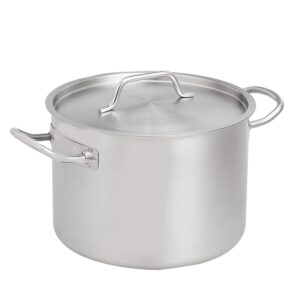 Amazon Basics Marmite avec couvercle Acier inoxydable avec revetement aluminium 9.5 litres, Argente (Anciennement marque AmazonComme