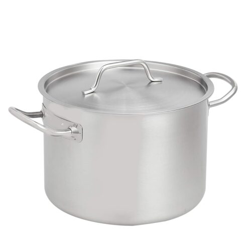 Amazon Basics Marmite avec couvercle Acier inoxydable avec revetement aluminium 9.5 litres, Argente (Anciennement marque AmazonComme
