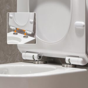 HOROW Rimfree Wall-Mounted Toilet Seat with Soft-Close Toilet Seat, Water Saving Length 48 cm White