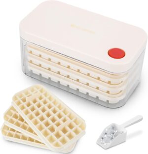 Bac à glaçons 150 cubes avec couvercle et pelle beige