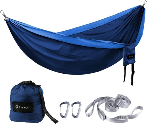 BTRWOR Hamac d'exterieur pour 2 Personnes Charge maximale de 300 kg Hamac 2 Places avec Set de Fixation Ultra-leger Nylon Camp