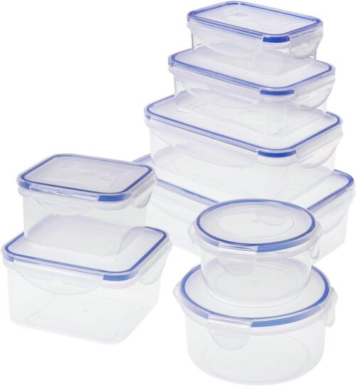 SIKITUT Boite Alimentaire Plastique, Lot de 8 Boites de Conservation Hermetiques, Conteneur Alimentaire avec Couvercles Hermetiques,