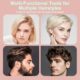 Frange Fer a Cheveux 2 En1,MINI Lisseur Boucleur Cheveux Court Voyage,Temperature Constante 180C,Plaque Chauffante En Ceramique,Mise