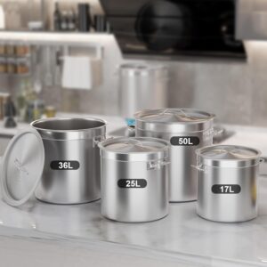 TAIMIKO Marmite Traiteur Chef Traiteur Ø28mm hauteur de 28cm 17L Couvercle en acier inox (17L)
