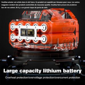 Nettoyeur Haute Pression a Batterie, Nettoyeur Haute Pression sans Fil avec 2 x 16680VF Batteries et Boite de Rangement, Distance de