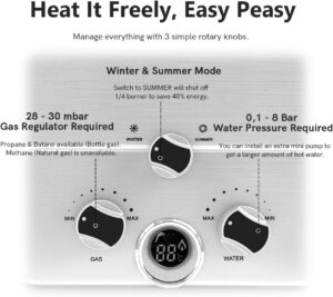 6147-LMafL._AC_SL1200_.jpg 20LPM Gas Water Heater, 40KW Instant LPG Water Heater with Water Pressure Required Very Low 0.1 Bar for Shower and Demand, Works on