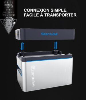 STORCUBE S1000 Batterie Solaire, Systeme de Stockage Solaire 1024Wh, Connectes au Reseau, Batterie LiFePO4, etanche IP65, Installati