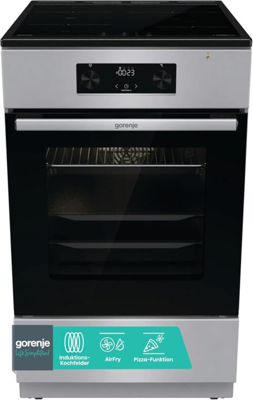 Gorenje GEIT5C61SPG Cuisiniere sur pied avec plaque a induction, 50 cm, 70 l, Perfect Grill, AirFry, FrozenBake, Pizza Mode 300C, A