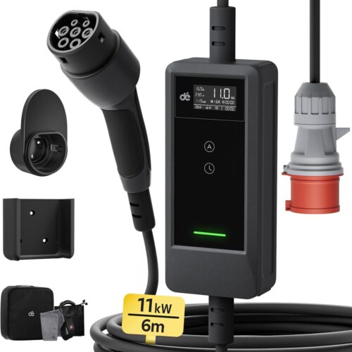 614gqx0A3QL._AC_SL1500_.jpg de Electric Car Charger 11 kW 6 m 6A-16A, Three Phase Electric Car Charging Cable Type 2 16A, EV Charger CEE Plug Compatible with
