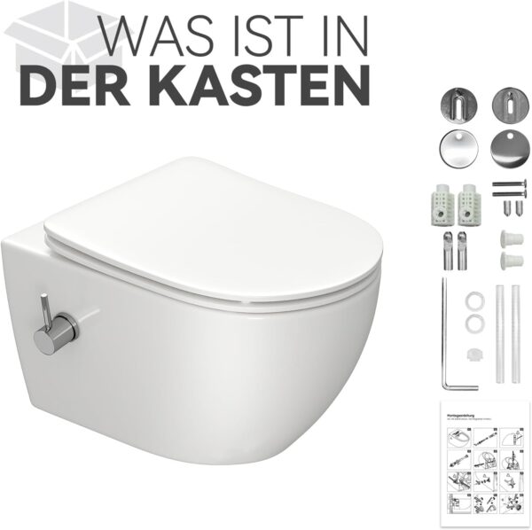 Shower toilet with built-in nozzle, suspended toilet with bidet function, Taharet toilet with nano-coating, toilet shower with tap,