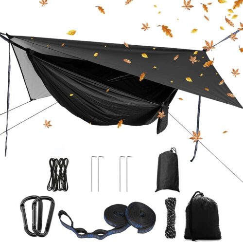 Ensemble de hamac de Camping Portable, hamac Double Simple, moustiquaire, Tente Pare-Pluie, lit Suspendu en Tissu Parachute Haute re