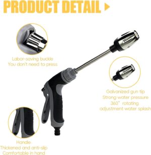 JAMSSOW Nettoyeur turbo pour tuyau d'arrosage, debit d'eau reglable, buse haute pression pour tuyau d'arrosage, pistolet a eau haute