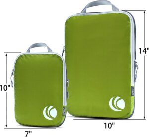 Cipway Lot de 3 cubes d'emballage par compression, organiseurs de voyage ultralegers et extensibles pour bagages a main (vert 3 piec