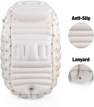 PandaEar Lot de 2 baignoires gonflables et sieges pour bebe a partir de 3 mois et plus, baignoire de voyage portable pour bebe et ch