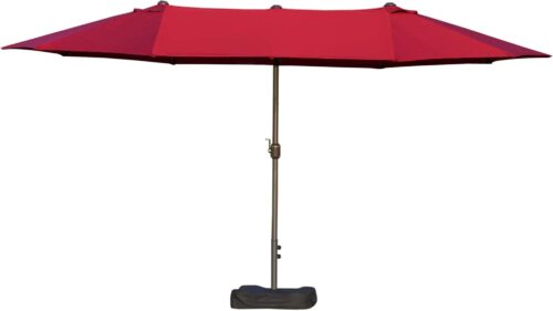 Outsunny Parasol de jardin exterieur parasol double rectangulaire 4,6L x 2,7l x 2,4H m avec ouverture fermeture manivelle, sacs de l