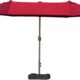 Outsunny Parasol de jardin exterieur parasol double rectangulaire 4,6L x 2,7l x 2,4H m avec ouverture fermeture manivelle, sacs de l