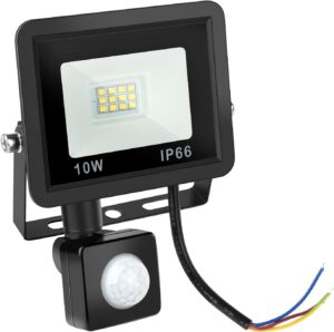 MXTIMWAN Projecteur LED Exterieur 10W - 6500K Blanc Froid - IP66 Etanche Eclairage Exterieur Avec Detecteur, Jardin, Patio, Garage