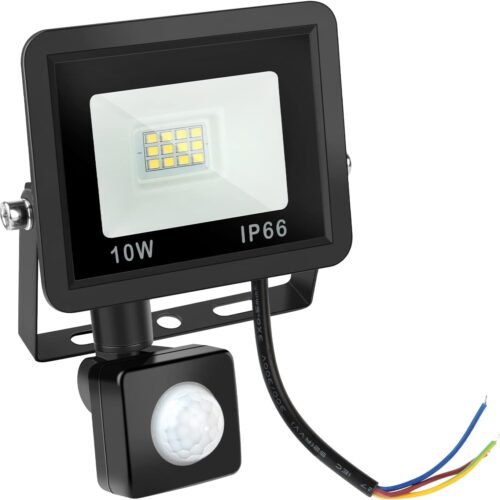 MXTIMWAN Projecteur LED Exterieur 10W - 6500K Blanc Froid - IP66 Etanche Eclairage Exterieur Avec Detecteur, Jardin, Patio, Garage